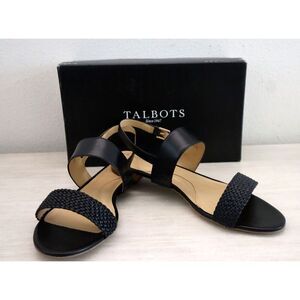 Talbots 232041561 Women's Sz 11M Black Faux Nappa Keri Braid Sandals